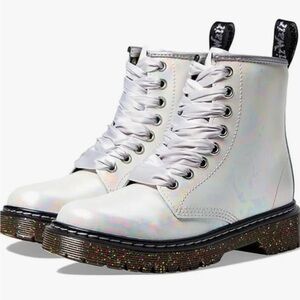 Dr. Martens Iridescent White Lace-Up Boots